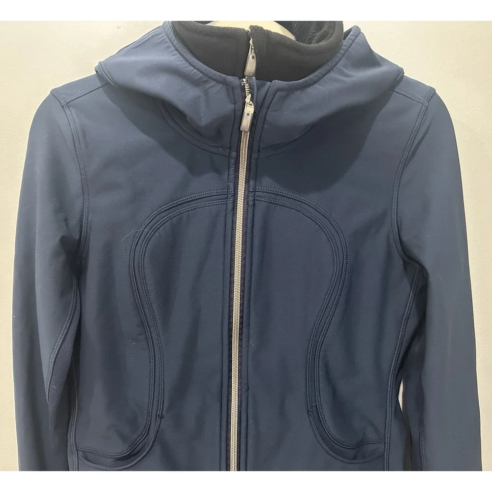 Lululemon Uba Hoodie Jacket Women's Sz 4 Small Navy With Removable Fleece Liner‎
